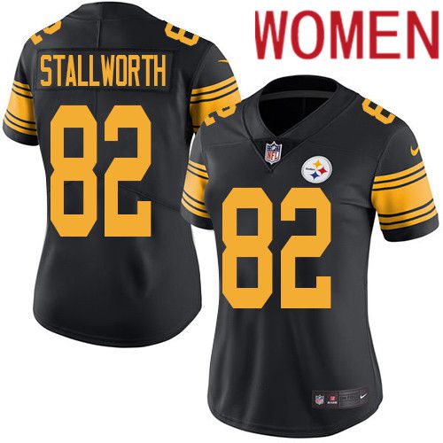 Women Pittsburgh Steelers #82 John Stallworth Nike Black Vapor Limited Rush NFL Jersey->women nfl jersey->Women Jersey